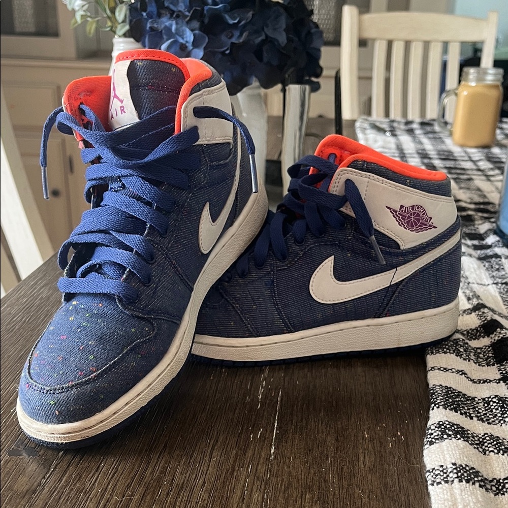 Nike Kids Blue and Orange High-Top Sneakers